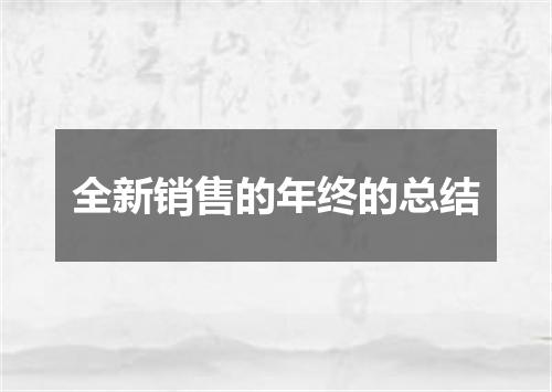 全新销售的年终的总结