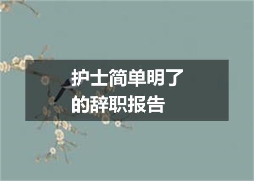 护士简单明了的辞职报告