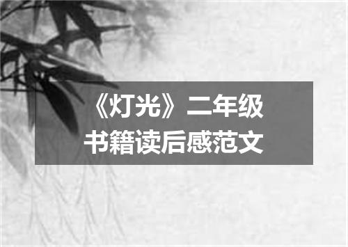 《灯光》二年级书籍读后感范文