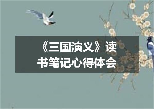 《三国演义》读书笔记心得体会