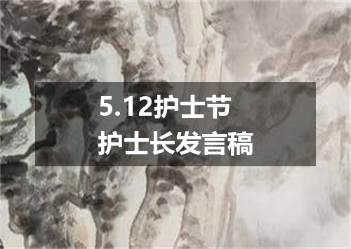 5.12护士节护士长发言稿