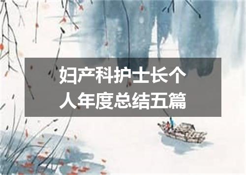 妇产科护士长个人年度总结五篇