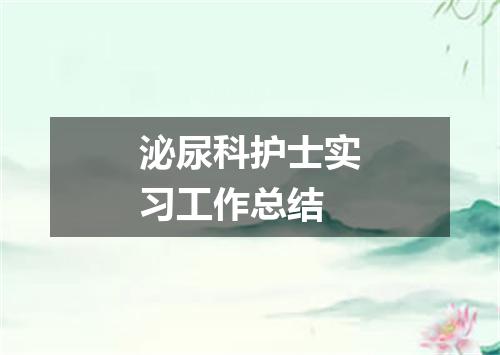 泌尿科护士实习工作总结