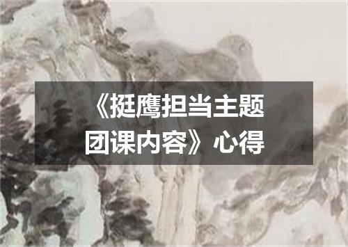 《挺鹰担当主题团课内容》心得