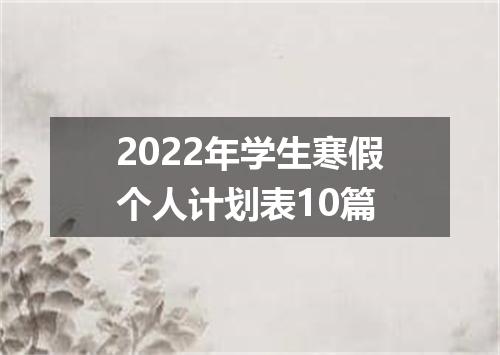 2022年学生寒假个人计划表10篇