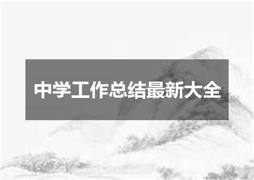 中学工作总结最新大全