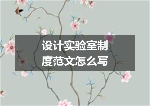 设计实验室制度范文怎么写