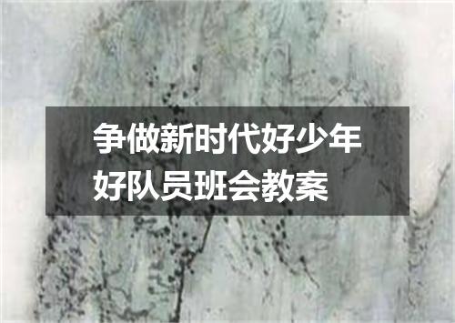 争做新时代好少年好队员班会教案