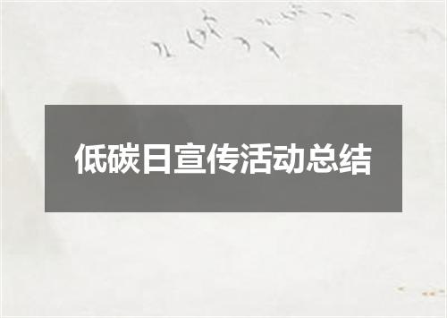 低碳日宣传活动总结