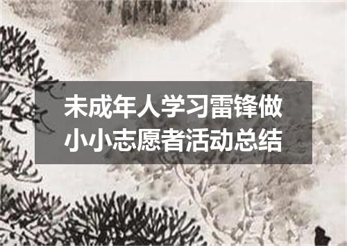 未成年人学习雷锋做小小志愿者活动总结