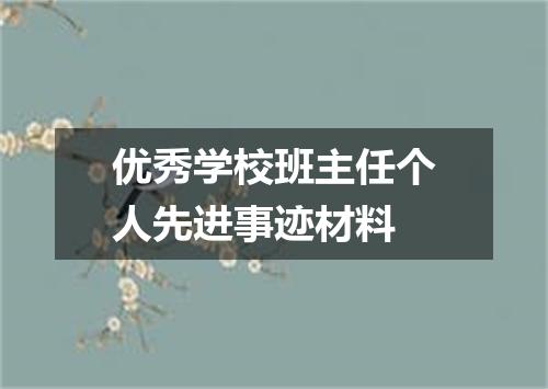 优秀学校班主任个人先进事迹材料