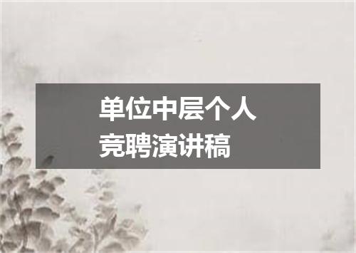 单位中层个人竞聘演讲稿