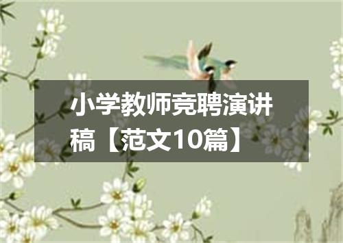 小学教师竞聘演讲稿【范文10篇】
