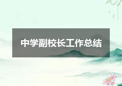 中学副校长工作总结