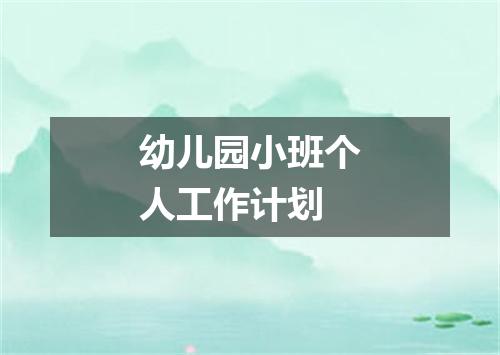 幼儿园小班个人工作计划