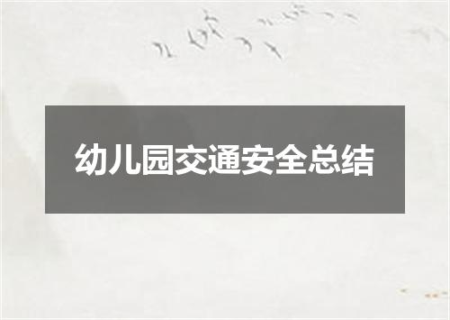 幼儿园交通安全总结