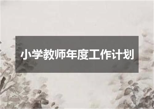 小学教师年度工作计划