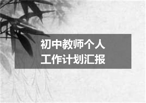 初中教师个人工作计划汇报
