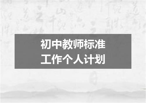 初中教师标准工作个人计划