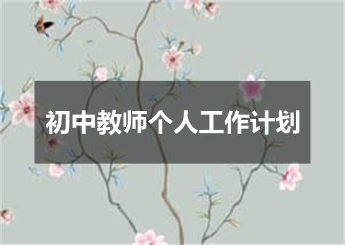 初中教师个人工作计划