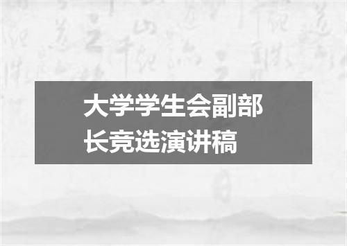 大学学生会副部长竞选演讲稿