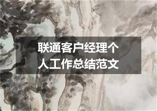 联通客户经理个人工作总结范文