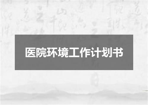 医院环境工作计划书