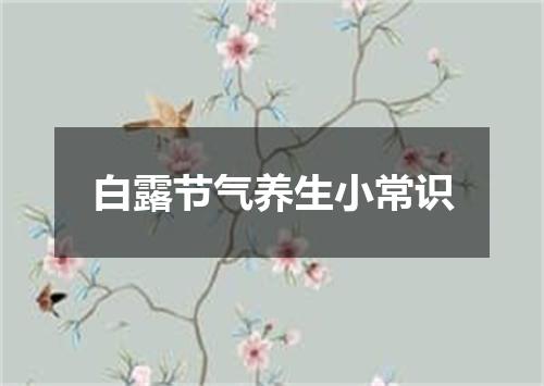 白露节气养生小常识