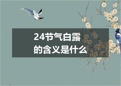 24节气白露的含义是什么