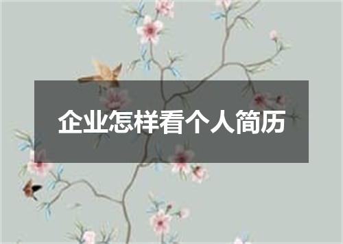 企业怎样看个人简历