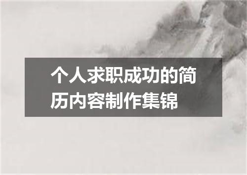 个人求职成功的简历内容制作集锦