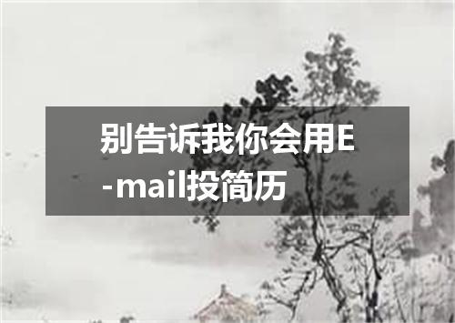 别告诉我你会用E-mail投简历