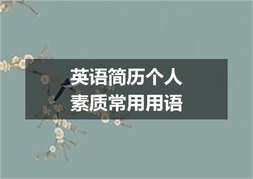 英语简历个人素质常用用语