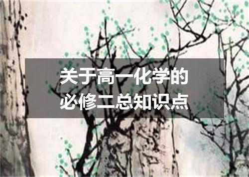 关于高一化学的必修二总知识点