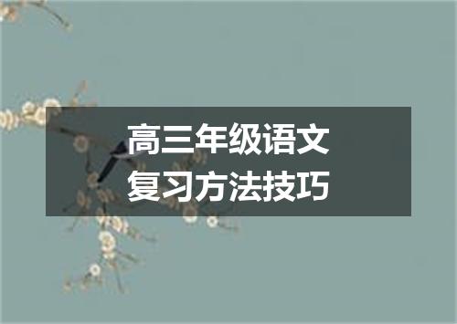 高三年级语文复习方法技巧