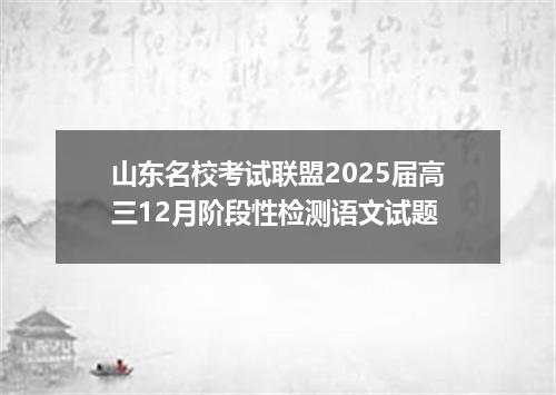 山东名校考试联盟2025届高三12月阶段性检测语文试题