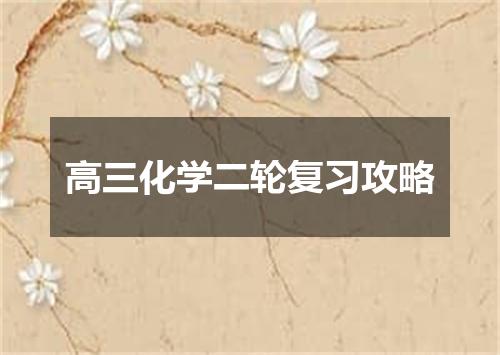 高三化学二轮复习攻略