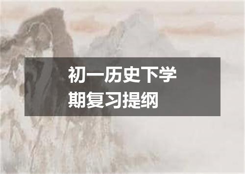 初一历史下学期复习提纲