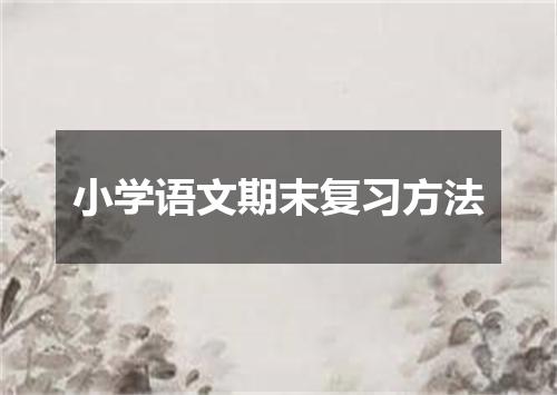小学语文期末复习方法