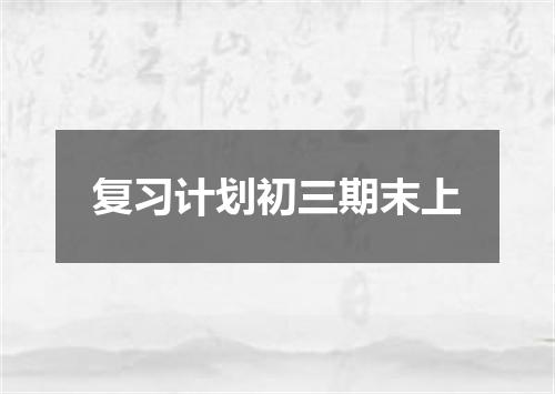 复习计划初三期末上
