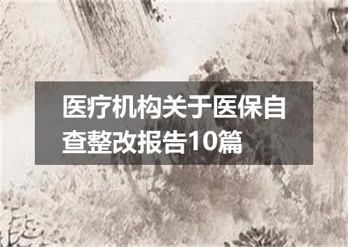 医疗机构关于医保自查整改报告10篇