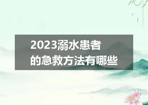 2023溺水患者的急救方法有哪些