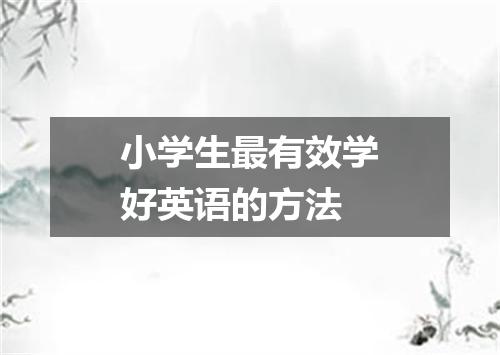 小学生最有效学好英语的方法