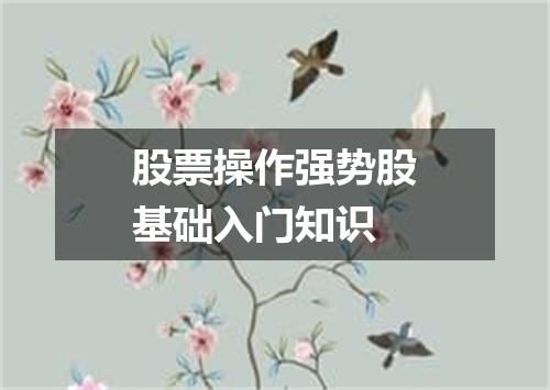 股票操作强势股基础入门知识