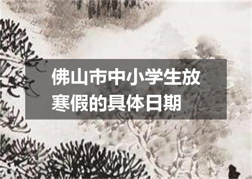 佛山市中小学生放寒假的具体日期