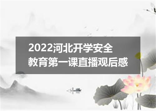 2022河北开学安全教育第一课直播观后感