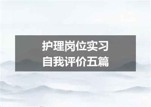 护理岗位实习自我评价五篇