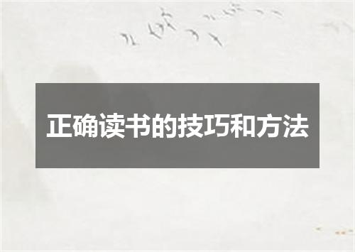 正确读书的技巧和方法