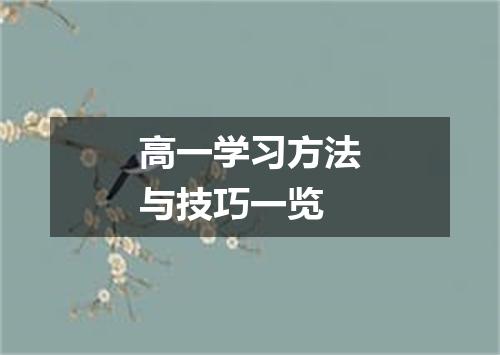 高一学习方法与技巧一览
