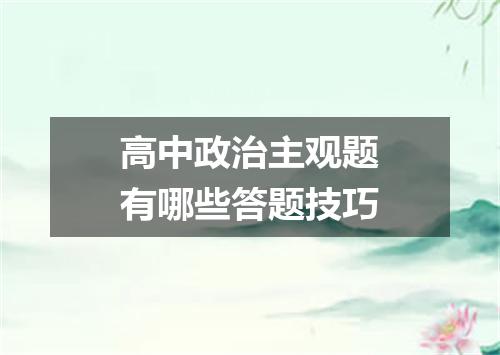 高中政治主观题有哪些答题技巧